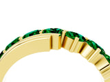 Yellow gold Round Emerald Wave Band with Channel and Shared Prong Setting_22