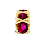 Yellow gold Round Garnet Channel Set Band with X-Prong Detail_11