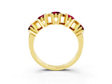 Yellow gold Round Garnet Channel Set Band with X-Prong Detail_9