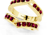Yellow gold Round Garnet Channel-Set Chevron Band_7