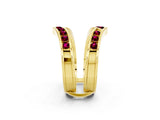 Yellow gold Round Garnet Channel-Set Chevron Band_8