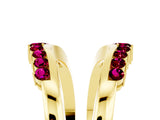 Yellow gold Round Garnet Chevron Contour Band with Prong Setting_11