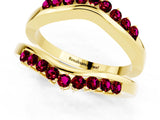Yellow gold Round Garnet Chevron Contour Band with Prong Setting_7