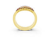 Yellow gold Round Garnet Chevron Contour Band with Prong Setting_9