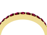 Yellow gold Round Garnet Curved Wedding Band with Channel Setting_10