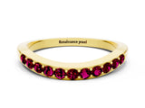 Yellow gold Round Garnet Curved Wedding Band with Channel Setting_6