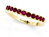 Yellow gold Round Garnet Curved Wedding Band with Channel Setting_7