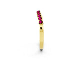 Yellow gold Round Garnet Curved Wedding Band with Channel Setting_8