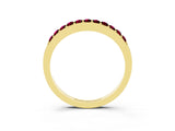 Yellow gold Round Garnet Curved Wedding Band with Channel Setting_9