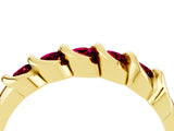 Yellow gold Round Garnet Eternity Band with Twist Prong Setting_10