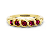 Yellow gold Round Garnet Eternity Band with Twist Prong Setting_6
