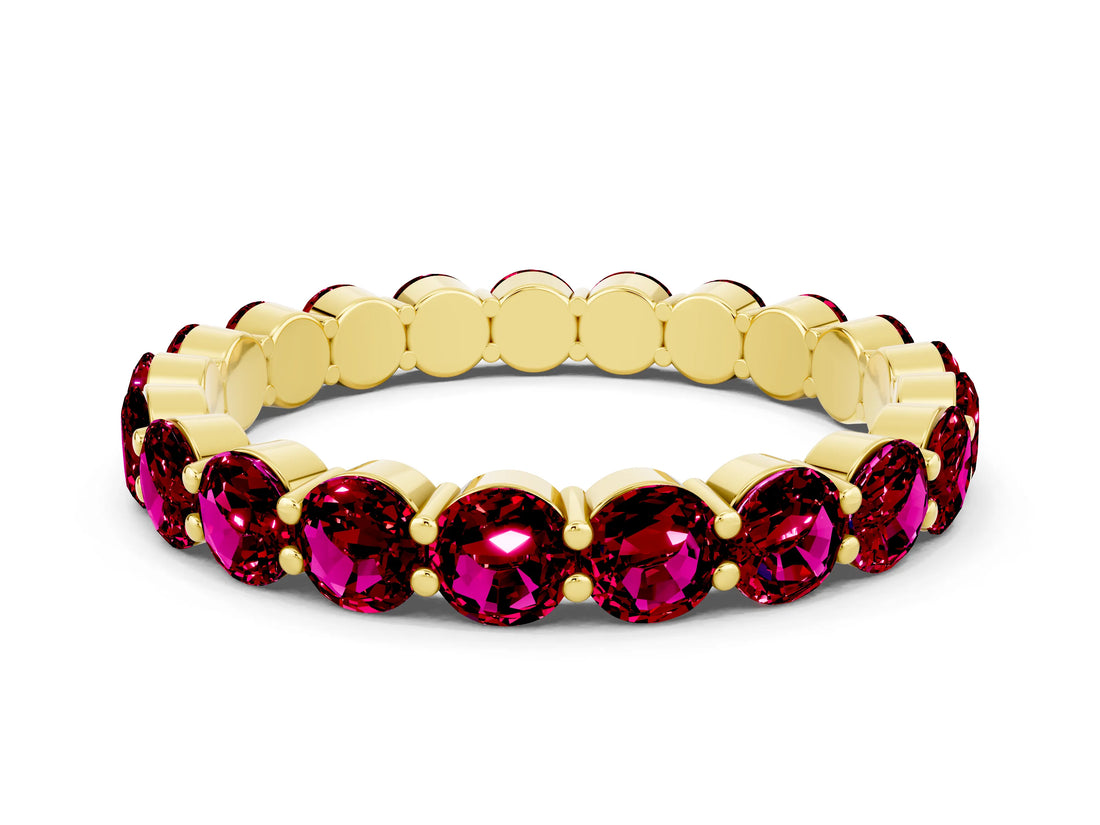 Yellow gold Round Garnet Eternity Band with U-Prong Setting_30