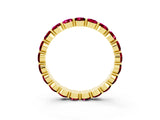 Yellow gold Round Garnet Eternity Band with U-Prong Setting_33