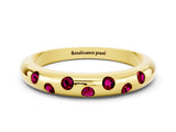 Yellow gold Round Garnet Flush-Set Comfort Fit Band_6