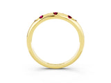 Yellow gold Round Garnet Flush-Set Comfort Fit Band_9