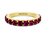 Yellow gold Round Garnet Half Eternity Band with Classic Prong Setting_6