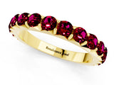Yellow gold Round Garnet Half Eternity Band with Classic Prong Setting_7