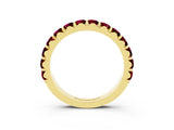 Yellow gold Round Garnet Half Eternity Band with Classic Prong Setting_9