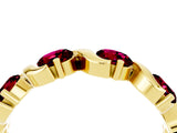 Yellow gold Round Garnet Half Eternity Band with Wave Prong Setting_10
