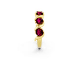 Yellow gold Round Garnet Half Eternity Band with Wave Prong Setting_8