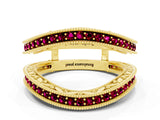 Yellow gold Round Garnet Milgrain Eternity Band with Channel Setting_18