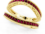 Yellow gold Round Garnet Milgrain Eternity Band with Channel Setting_19