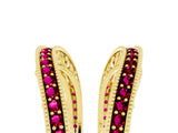 Yellow gold Round Garnet Milgrain Eternity Band with Channel Setting_23