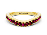 Yellow gold Round Garnet Pavé Curved Band with Shared Prong Setting_6