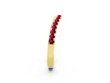 Yellow gold Round Garnet Pavé Curved Band with Shared Prong Setting_8