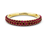 Yellow gold Round Garnet Pavé Eternity Band with Shared Prong Setting_6