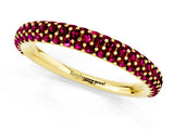Yellow gold Round Garnet Pavé Eternity Band with Shared Prong Setting_7