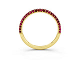 Yellow gold Round Garnet Pavé Eternity Band with Shared Prong Setting_9