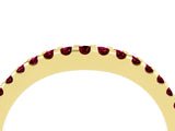 Yellow gold Round Garnet Pavé Set Curved Wedding Band_10