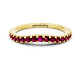 Yellow gold Round Garnet Pavé Set Curved Wedding Band_6
