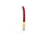 Yellow gold Round Garnet Pavé Set Curved Wedding Band_8