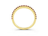 Yellow gold Round Garnet Pavé Set Curved Wedding Band_9