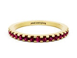 Yellow gold Round Garnet Pavé Set Eternity Band with Micro Prong Setting_6