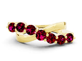 Yellow gold Round Garnet Prong-Set Crossover Band_6