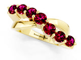 Yellow gold Round Garnet Prong-Set Crossover Band_7