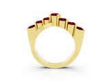 Yellow gold Round Garnet Prong-Set Crossover Band_9