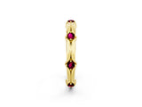 Yellow gold Round Garnet Prong Set Milgrain Eternity Band_8