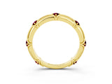 Yellow gold Round Garnet Prong Set Milgrain Eternity Band_9