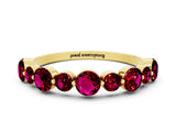 Yellow gold Round Garnet Scalloped Prong Set Eternity Band_18
