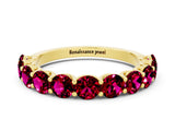 Yellow gold Round Garnet Shared Prong Eternity Band_6