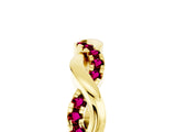 Yellow gold Round Garnet Twist Eternity Band with Pavé Setting_11
