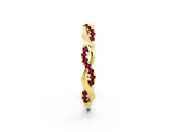 Yellow gold Round Garnet Twist Eternity Band with Pavé Setting_8
