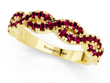 Yellow gold Round Garnet Twisted Eternity Band with Pavé and Shared Prong Setting_23