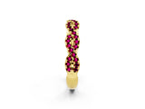 Yellow gold Round Garnet Twisted Eternity Band with Pavé and Shared Prong Setting_24