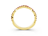 Yellow gold Round Garnet Twisted Eternity Band with Pavé and Shared Prong Setting_25