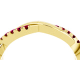 Yellow gold Round Garnet Twisted Infinity Band with Prong Setting_10